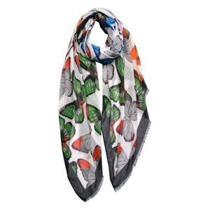 Bílý šátek s barevnými motýlky - 70*180 cm Clayre & Eef
