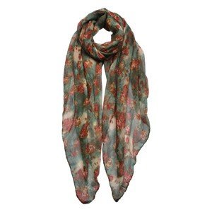 Zeleno béžový šátek s růžemi - 80*180 cm Clayre & Eef
