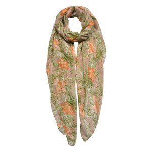 Béžový šátek s květy - 80*180 cm Clayre & Eef
