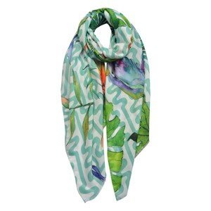 Bílo zelený šátek s listy - 70*180 cm Clayre & Eef