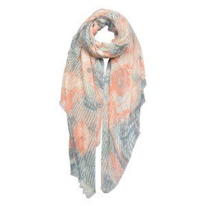 Béžový šátek s modro růžovým potiskem - 90*180 cm Clayre & Eef
