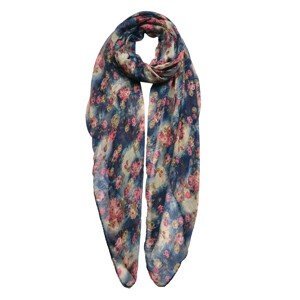 Modro béžový šátek s růžemi - 80*180 cm Clayre & Eef