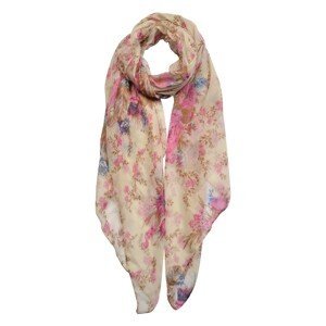 Béžový šátek s růžovými růžičkami - 80*180 cm Clayre & Eef