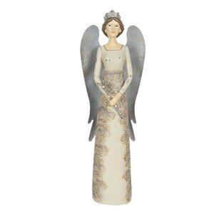 Dekorační anděl s plechovými křídly - 13*11*41 cm