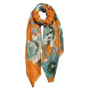 Okrový šátek s potiskem květin - 90*180 cm Clayre & Eef
