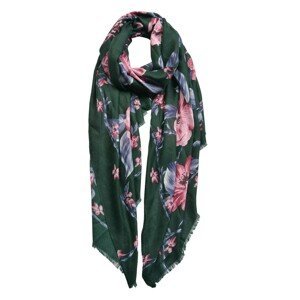 Tmavě zelený šátek s potiskem květin - 90*180 cm Clayre & Eef