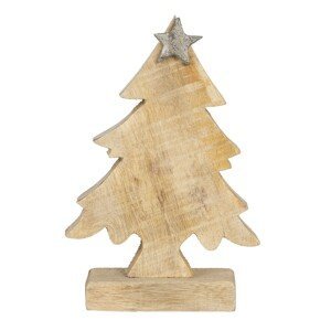Dřevěná vánoční dekorace Strom s hvězdou - 12*5*15 cm