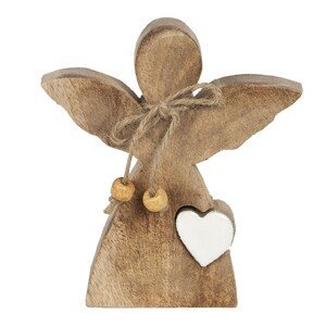 Dřevěný dekorační anděl se srdíčkem - 10*3*12 cm