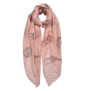 Růžový šátek se zvířaty - 70*180 cm Clayre & Eef