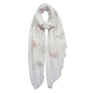 Bílý šátek se zvířaty - 70*180 cm Clayre & Eef