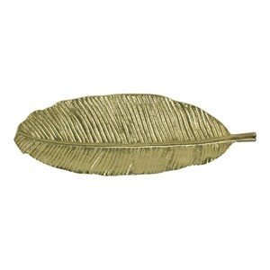 Zlatý dekorační kovový podnos / miska ve tvaru listu Strelitzia - 33*11*2cm