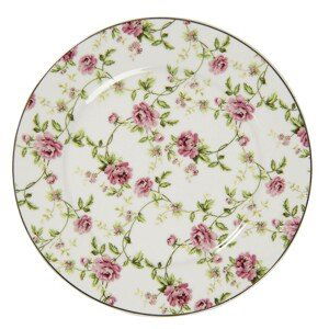 Porcelánový talíř s růžemi Bouton de Rose – Ø 21*2 cm