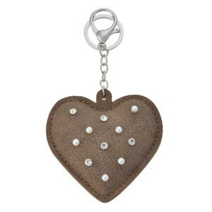 Klíčenka hnědé srdce s kamínky a perličkami Clayre & Eef