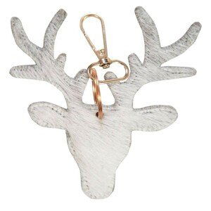 Šedý kožený přívěsek na klíče v designu jelena - 11*10*2,5cm