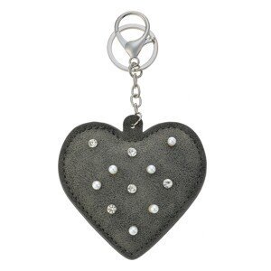 Klíčenka šedé srdce s kamínky a perličkami Clayre & Eef