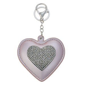 Klíčenka růžové srdce s kamínky - 8*1*8cm Clayre & Eef
