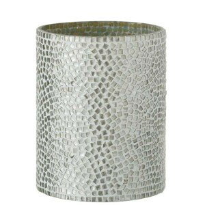 Stříbrno - bílý skleněný svícen Mosaic - Ø 16*20cm