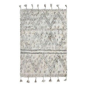 Béžovo-šedý ručně tkaný vlněný koberec Berber - 120*180 cm