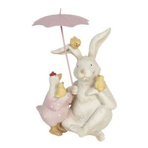 Dekorace králík a slepička s deštníkem - 12*11*16 cm