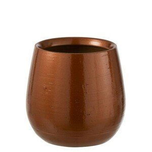 Měděný keramický obal na květináč Shiny copper M - Ø 22*19 cm