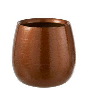 Měděný keramický obal na květináč Shiny copper L - Ø 25*24 cm