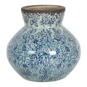 Keramická váza s modrými kvítky Bleues – Ø 14*13 cm