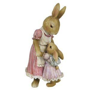 Dekorace králičí maminky v šatech s holčičkou - 9*8*17 cm