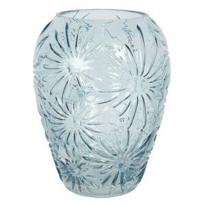 Modrá skleněná váza s květy Jasmina – Ø  16*20 cm