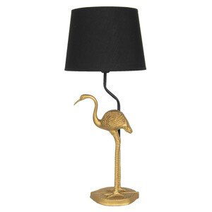 Černá stolní lampa se zlatou dekorací plameňáka – Ø 25*58 cm / E27