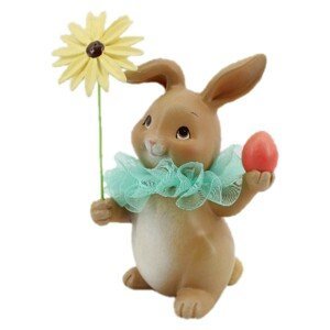 Velikonoční dekorace králíka s květinou a vajíčkem - 11*9*15 cm