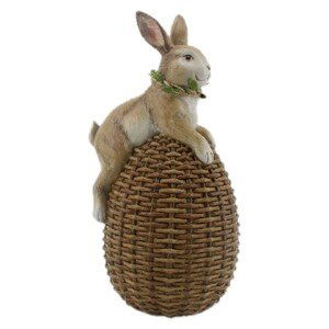 Velikonoční dekorace králíka sedícího na vajíčku - 14*12*26 cm