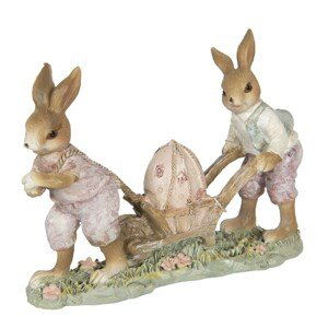 Velikonoční dekorace králíků s kolečkem - 16*5*12 cm