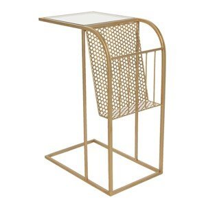 Zlatý příruční stolek se stojanem na noviny - 45*30*65 cm