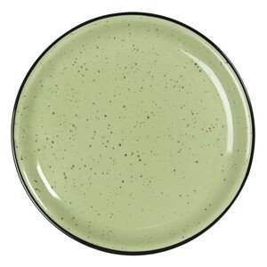 Mělký zelený keramický talíř s kaňkami Printemps – Ø 27*3 cm
