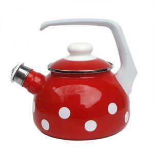 Červená varná smaltovaná konvice s puntíky Red dot - 21*24cm - 1,7L