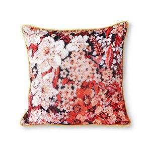 Květinový korálovo okrový polštář Floral - 50*50cm