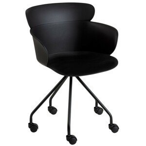 Plastová černá židle na kolečkách Eva - 56*53*81 cm J-Line by Jolipa