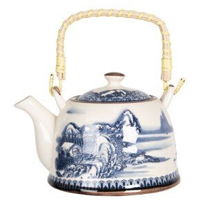 Porcelánová konvice na čaj s motivem hor - 18*14*12 cm / 0,8L Clayre & Eef