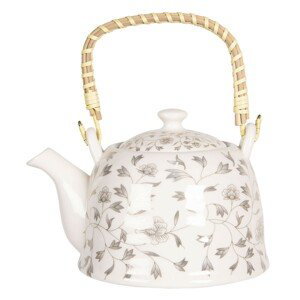 Porcelánová konvice na čaj s drobnými kvítky - 18*14*12 cm / 0,8L Clayre & Eef
