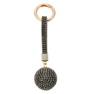 Černo - zlatá klíčenka koule s kamínky Venni - Ø 3,5*14,5cm Clayre & Eef
