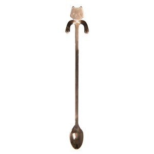 Úzká dlouhá lžička s kočičkou - bronzová - 3*20 cm Clayre & Eef