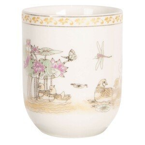 Porcelánový kalíšek na čaj s motivem leknínů - ∅ 6*8 cm / 0,1L Clayre & Eef