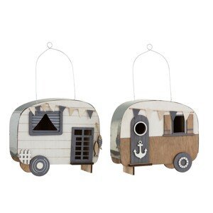 2 ks dřevěné závěsné dekorativní karavany - 24*8,5*23,5 cm J-Line by Jolipa