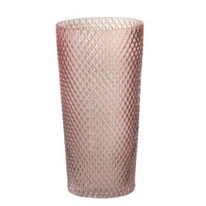 Růžová skleněná váza Cylinder - Ø 14*28 cm J-Line by Jolipa