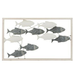 Nástěnná kovová dekorace hejno ryb - 50*30*3 cm J-Line by Jolipa