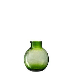 Skleněná zelená,transparentní váza baňka  - Ø 24*31 cm J-Line by Jolipa