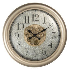 Kovové nástěnné hodiny s ozubenými kolečky - Ø 67*9 cm / 1*AA Clayre & Eef