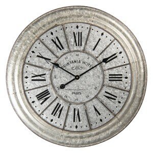Kovové nástěnné hodiny s římskými číslicemi Printania Hotel Paris – Ø 70*5 cm / 1*AA Clayre & Eef