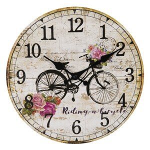 Vintage nástěnné hodiny s bicyklem – Ø 30*3 cm / 1*AA Clayre & Eef