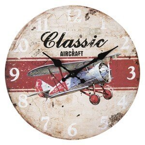 Retro nástěnné hodiny Classic Aircraft – Ø 30*3 cm / 1*AA Clayre & Eef